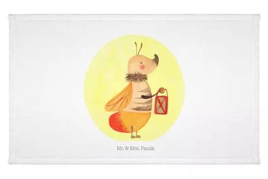 Полотенце для гостей Mr. & Mrs. Panda Fireflies — белое — подарок, спортивное полотенце, детское полотенце, гостевое полотенце, хорошее настроение, животные, бабочки, любовь, огни, дорожное полотенце, белый