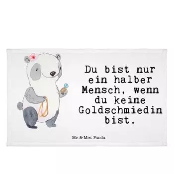 Полотенце для гостей Mr. & Mrs. Panda Goldsmith Heart — белое — подарок, спортивное полотенце, дорожное полотенце, открытие, золотые украшения, выход на пенсию, ювелирный магазин, гостевое полотенце, юбилей, белый