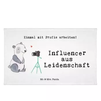 Полотенце для гостей Mr. & Mrs. Panda Influencer Passion — белое — подарок, спасибо, дорожное полотенце, гостевое полотенце, пенсия, коллега, спортивное полотенце, махровая ткань, детское полотенце, белый