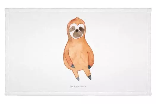 Полотенце для гостей Mr. & Mrs. Panda, ленивец, белый - подарок, удовлетворение, махровая ткань, спортивное полотенце, украшение в виде ленивца, счастье, детское полотенце, подарок ленивца