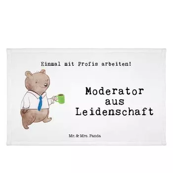Полотенце для гостей Mr. & Mrs. Panda Moderator Passion - Белый - Подарок, Коллега, Коллега, Дорожное полотенце, Спортивное полотенце, Махровая ткань, Компания, Детское полотенце, Сотрудник