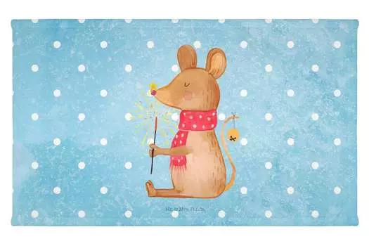 Полотенце для гостей Mr. & Mrs. Panda Mouse Christmas — Ice Blue — подарок, дорожное полотенце, зимнее, спортивное полотенце, детское полотенце, рождественское украшение, зимний мотив, гостевое полотенце, белый