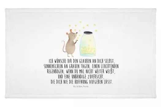 Полотенце для гостей Mr. & Mrs. Panda Mouse Stars - Белый - Подарок, Гостевое полотенце, Надежда, Животные, Беременность, Животные мотивы, Желание, Спортивное полотенце, Хорошее настроение, Дорожное полотенце