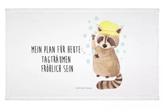 Полотенце для гостей Mr. & Mrs. Panda Raccoon — белое — подарок, план, хорошее настроение, животные мотивы, забавные высказывания, махровая ткань, животные, спортивное полотенце, счастье, дорожное полотенце, белый