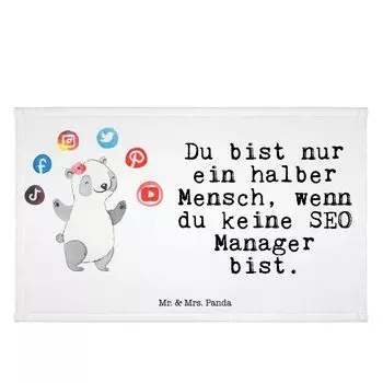 Полотенце для гостей Mr. & Mrs. Panda SEO Manager Heart — белое — подарок, поисковая оптимизация, спасибо, цифровой маркетинг, пенсия, гостевое полотенце, махровая ткань, детское полотенце, белый