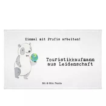 Полотенце для гостей Mr. & Mrs. Panda Tourism Merchant Passion — белое — подарок, коллеге, коллеге по работе, дорожное полотенце, компания, гостевое полотенце, спортивное полотенце, махровая ткань, белый