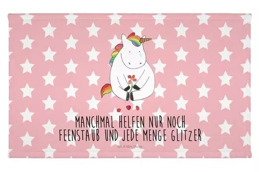 Полотенце для гостей Mr. & Mrs. Panda Unicorn Sad — красная пастель — подарок, спортивное полотенце, дорожное полотенце, гостевое полотенце, траур, махровая ткань, единороги, украшение в виде единорога, пегас, белый