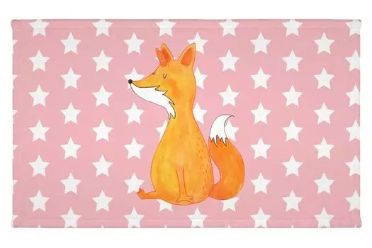 Полотенце для гостей Mr. & Mrs. Panda Unicorn Fox - красная пастель - подарок, единорог, спортивное полотенце, гостевое полотенце, детское полотенце, единороги, дорожное полотенце, махровая ткань, пегас, белый