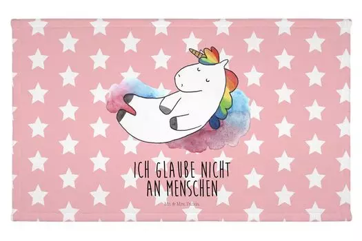 Полотенце для гостей Mr. & Mrs. Panda Unicorn Cloud 7 — красная пастель — подарок, украшение в виде единорога, единорог, спортивное полотенце, гостевое полотенце, смешное, вера, махровая ткань, люди, белый