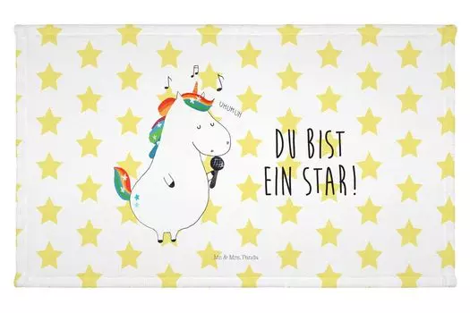 Полотенце для гостей Mr. & Mrs. Panda Unicorn Singer — белое — подарок, подруга, единорог, украшение в виде единорога, праздник, дорожное полотенце, Пегас, детское полотенце, спортивное полотенце, белый