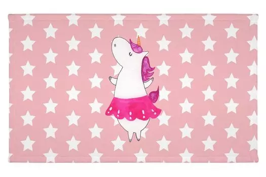Полотенце для гостей Mr. & Mrs. Panda Unicorn Ballerina — красная пастель — подарок, дорожное полотенце, махровая ткань, жажда жизни, единорог, спортивное полотенце, гостевое полотенце, единороги, день рождения, белый