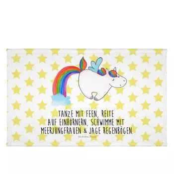 Полотенце для гостей Mr. & Mrs. Panda Unicorn Pegasus — белый — подарок, махровая ткань, гостевое полотенце, единороги, радуга, детское полотенце, игровое украшение, украшение в виде единорога, спортивное полотенце