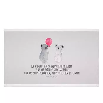 Полотенце для гостей Mr. & Mrs. Panda Воздушный шар коалы — серая пастель — подарок, махровая ткань, дорожное полотенце, гостевое полотенце, спортивное полотенце, медведь коала, детское полотенце, вечеринка, белый