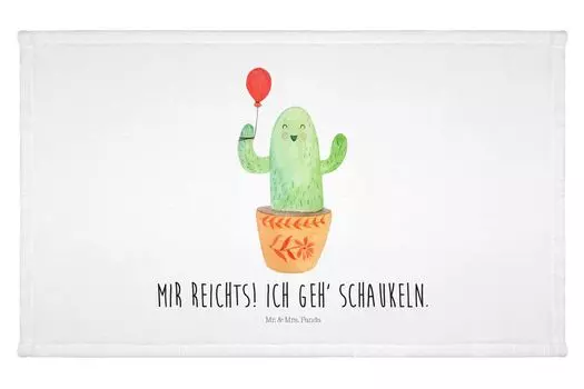 Полотенце для гостей Mr. & Mrs. Panda Воздушный шар кактуса — белый — подарок, спортивное полотенце, гостевое полотенце, детское полотенце, радость, перезапуск, дорожное полотенце, кактусы, махровая ткань