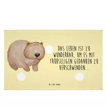 Полотенце для гостей Mr. & Mrs. Panda Wombat — желтая пастель — подарок, жизнь прекрасна, спортивное полотенце, мотивы животных, забавные высказывания, дорожное полотенце, хорошее настроение, гостевое полотенце, желтый