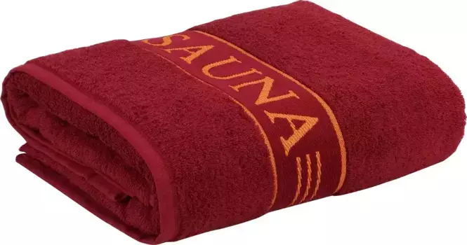 Полотенце для сауны Mve "Mve", (1 шт.), с надписью "Сауна" по краю 80х200 см (1 шт.), цвет ruby