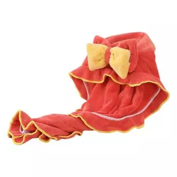 Полотенце для сушки волос из кораллового флиса, мягкое, удобное, легкое, прочное, многоразовое с бантом, женское полотенце с длинными волосами, банное полотенце для повседневного использования, розовое Stuttg, красный