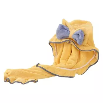 Полотенце для сушки волос из кораллового флиса, мягкое, удобное, легкое, прочное, многоразовое с бантом, женское полотенце с длинными волосами, банное полотенце для ежедневного использования, красное Stuttg, желтый