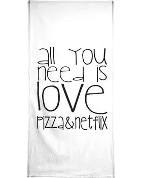 Полотенце для ванной Juniqe All You Need And Pizza And Netflix, цвет Schwarz & Wei