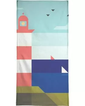 Полотенце для ванной Juniqe Lighthouse, цвет Blau & Rot