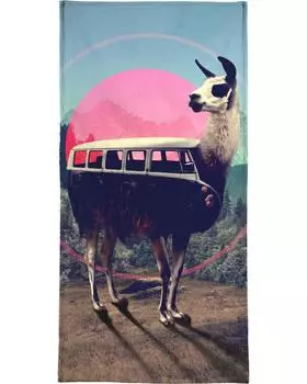 Полотенце для ванной Juniqe Llama, цвет Blau & Rosa