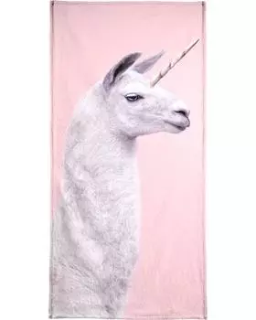 Полотенце для ванной Juniqe Llama Unicorn, розовый