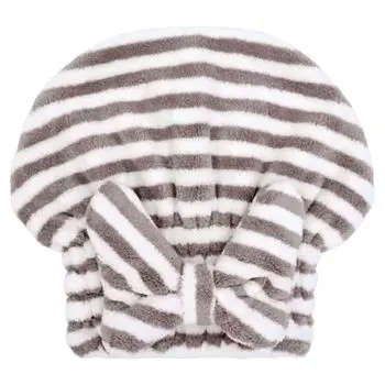 Полотенце для волос без пятки Сильная впитываемость Коралловый флис Большой бант Дизайн Шапочка для сушки волос из микрофибры Ежедневное использование Розовый Stuttg, серый