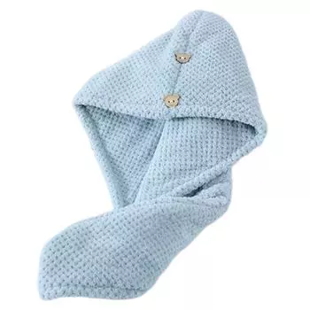 Полотенце для волос Супер впитывающее Удобное на ощупь Толстая эластичная петля Ворс Быстросохнущая Коралловый флис Мягкая микрофибра Обертка для сушки волос для девочек Аксессуары для ванной комнаты - Коричневый Stuttg, синий