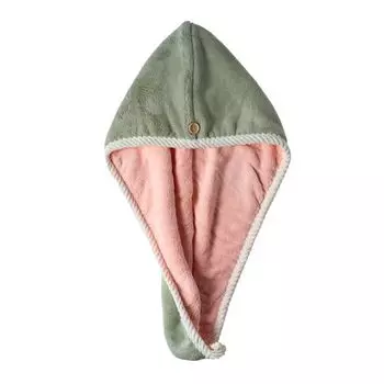 Полотенце для волос Супер впитывающее удобное прикосновение Толстая эластичная петля Ворс Быстросохнущая коралловый флис Мягкая микрофибра Обертка для сушки волос для девочек Аксессуары для ванной комнаты - зеленый Stuttg