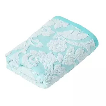 Полотенце HOMESCAPES с дамасским узором 100% турецкий хлопок 600г/м 50х90см - бирюзово-синий, белый