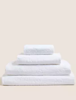 Полотенце из чистого хлопка с цветочным узором Marks & Spencer, белый