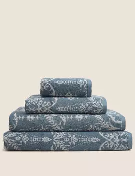 Полотенце из дамасской жаккардовой ткани из чистого хлопка Marks & Spencer, синий микс