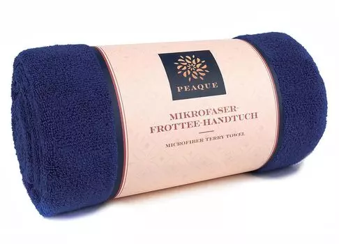 Полотенце из микрофибры с махровой структурой, красное, 100х50 см, полотенце для сауны, банное полотенце, впитывающее, быстросохнущее, компактное, антибактериальное. PEAQUE, темно-синий