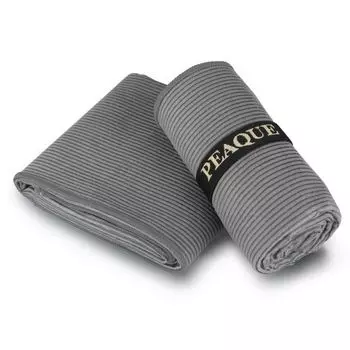 Полотенце из микрофибры со структурой - серое, 200х100 см - легкое, компактное, быстросохнущее, антибактериальное. PEAQUE, серый