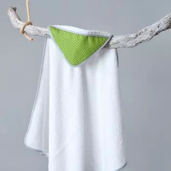 Полотенце KraftKids с капюшоном, белые точки на зеленом, зеленый