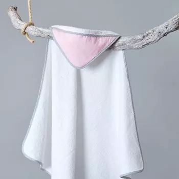 Полотенце KraftKids с капюшоном белые точки на розовом, розовый