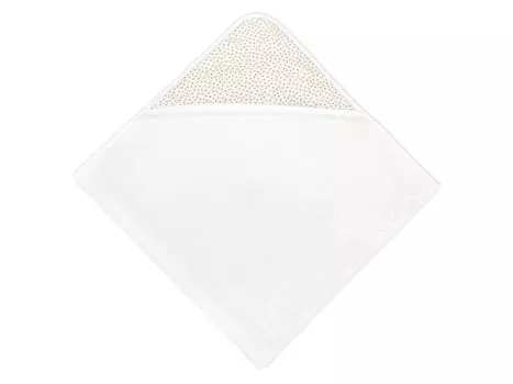 Полотенце KraftKids с капюшоном, серое, неровные точки на белом, серый