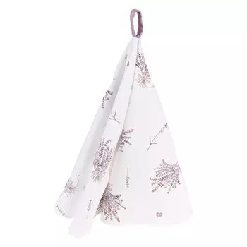 Полотенце кухонное Clayre & Eef 80 см, хлопковое бежевое, круглые розы Clayre&Eef, фиолетовый