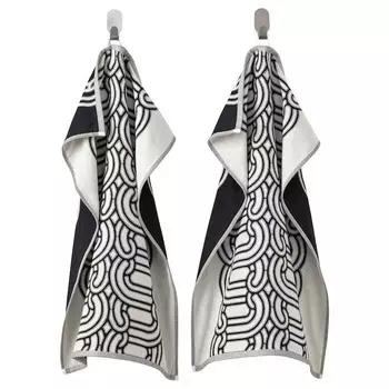 Полотенце кухонное Ikea Strnn Patterned, белый/черный, 45x60 см