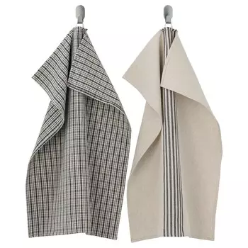 Полотенце кухонное, квадратные полосы/серо-бежевый, 50x70 см, MARIATHERES IKEA