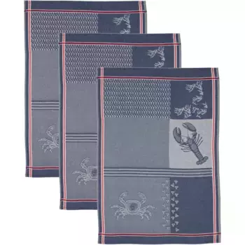 Полотенце кухонное ROSS «Maritime - Crabs & Co», (набор, 3 шт.), полотенце с мотивом, 100% хлопок, цвет marine