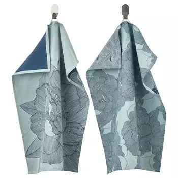 Полотенце кухонное, с рисунком синее/светло-бирюзовое, 45x60 см, KLFJRIL IKEA