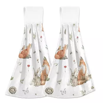 Полотенце Лиса и кролики yggo 2 шт, разноцветный