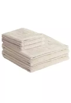 Полотенце махровое Sansibar серия Классик №1 (набор, 4 шт), качественная саблевидная вышивка тон в тон, песочный, бежевый