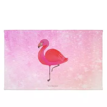 Полотенце Mr. & Mrs. Panda 70 x 140 Flamingo Classic - Акварель Розовый - подарок, высказывание, счастье, подруги, дочь, подруга, банное полотенце, розовое, полотенце для сауны, полотенце для душа, белый