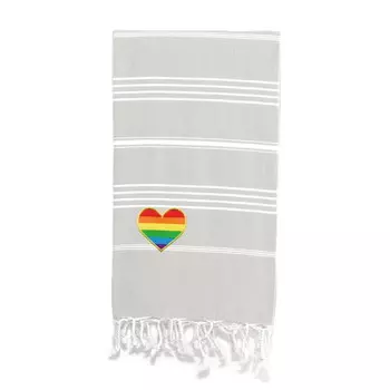 Полотенце пляжное Linum Lucky Cheerful Rainbow Heart Pestemal Authentic Hotel & Spa, серый