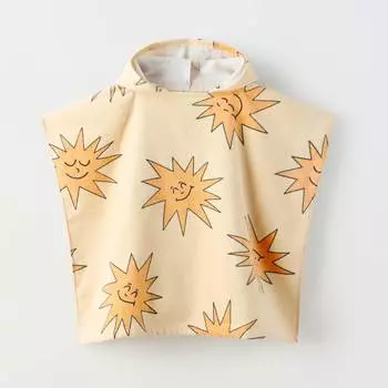 Полотенце-пончо Zara Summer Camp Sun Print, бежевый/желтый