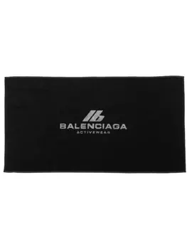 Полотенце с логотипом Balenciaga и интарсией, черный