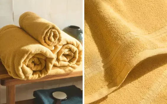 Полотенце с ребристой каймой Zara Home, горчично-желтый