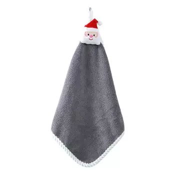 Полотенце с ремешком из мультяшного кораллового флиса, подвесное полотенце с Рождеством, новогодние аксессуары для ежедневного использования-темно-синий Stuttg, серый